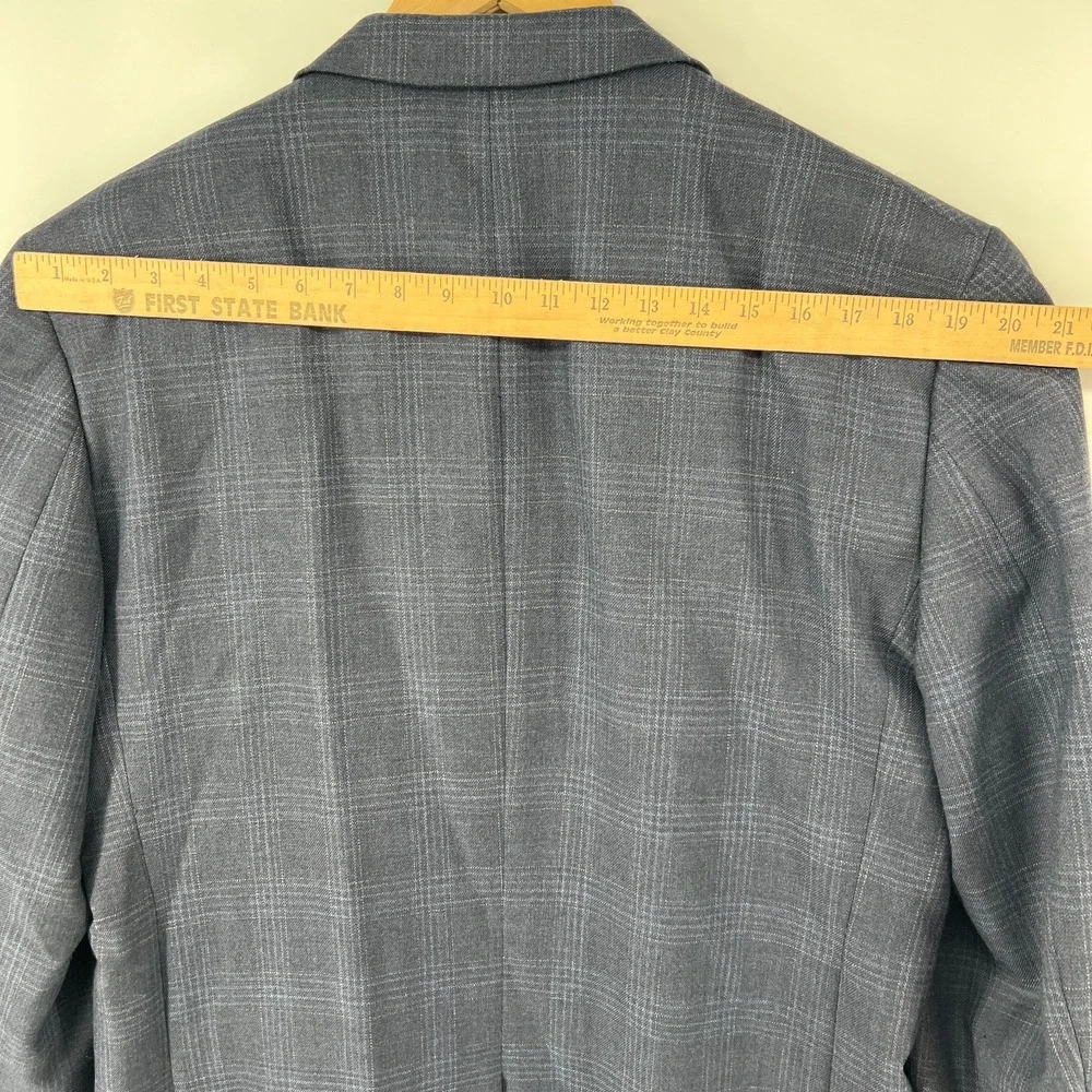 Jos A Bank Blazer Mens 42L Blue Wool Glen Check Plaid Sport Coat Jacket 2 Button